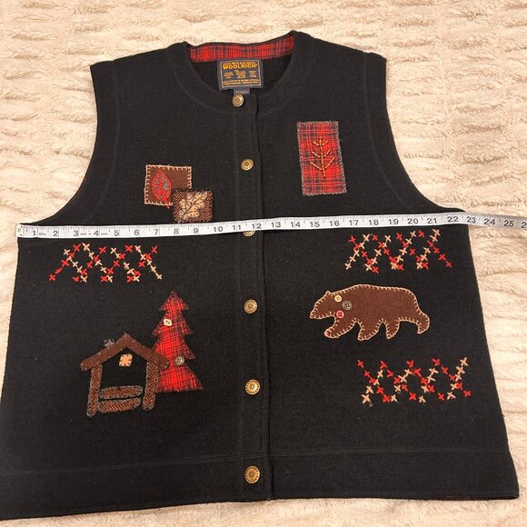 Woolrich Vintage Women's Wool Vest Christmas Winter Nature Outdoorsy Size Large - Picture 5 of 6